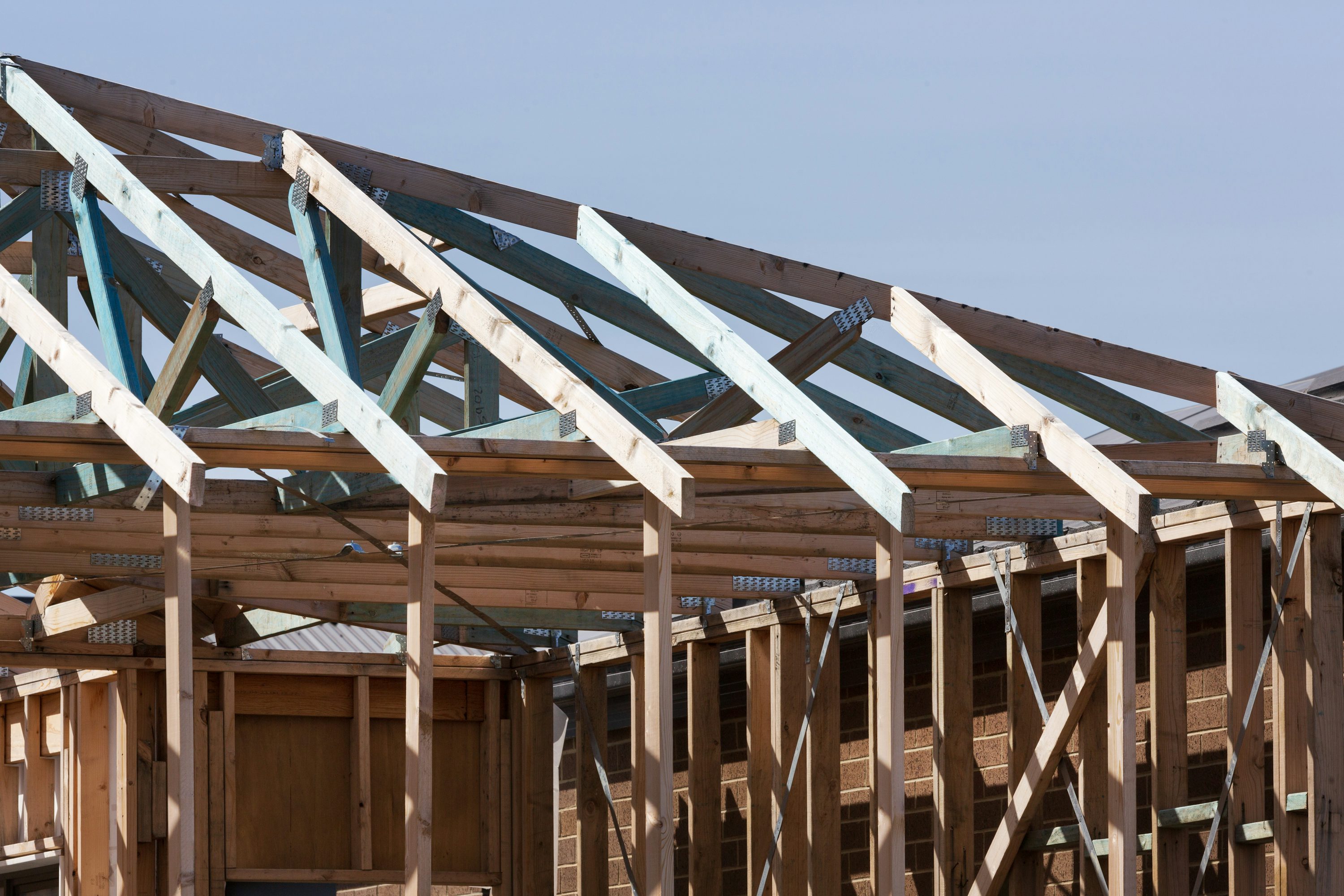 Timber roof framing on a new home under construction